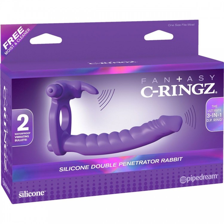 Эрекционное кольцо для двойного проникновения Silicone Double Penetrator Rabbit