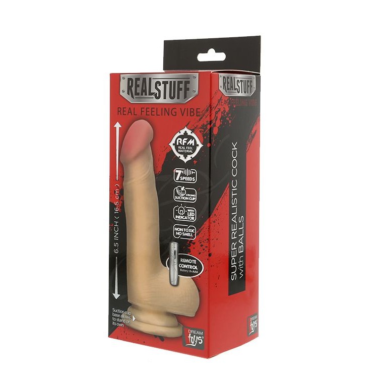 Реалистичный вибромассажёр на присоске REALSTUFF 6.5INCH VIBRATOR - 16,5 см.