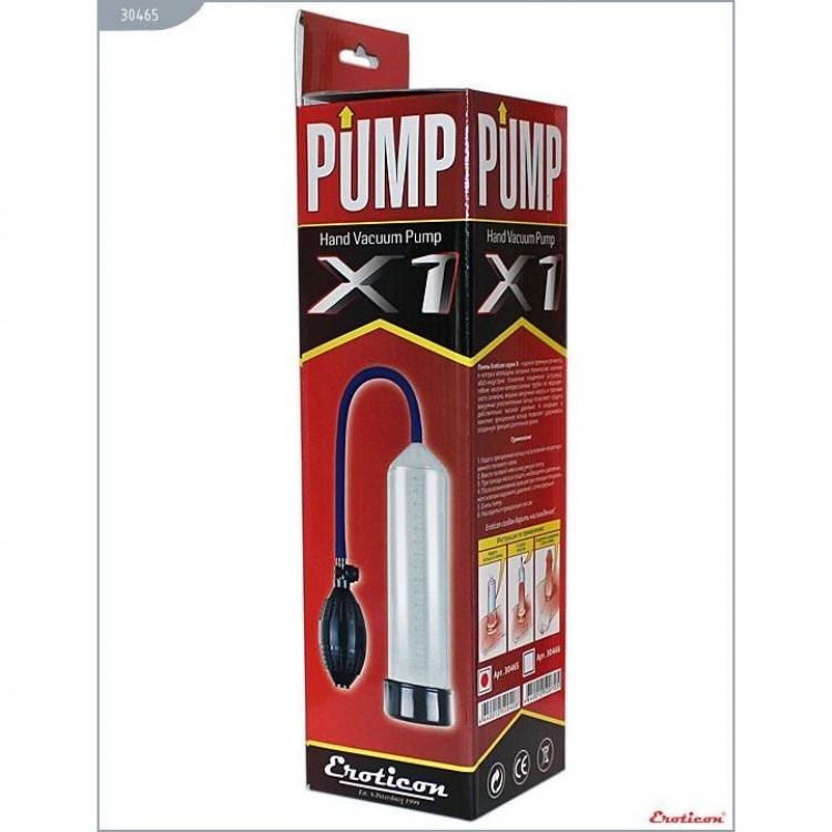 Прозрачная вакуумная помпа Eroticon PUMP X1 с грушей