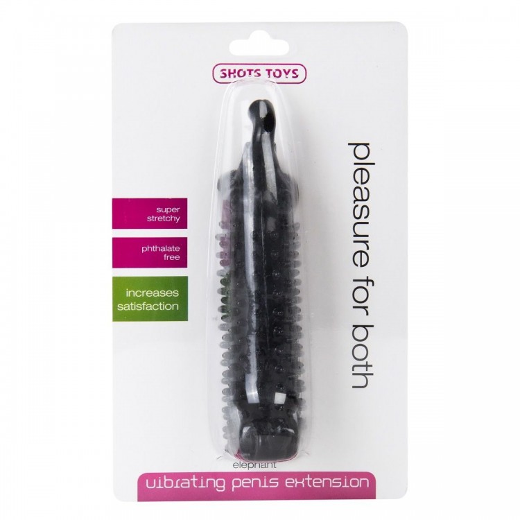 Чёрная насадка Elephant Vibrating Penis Extension - 14 см.