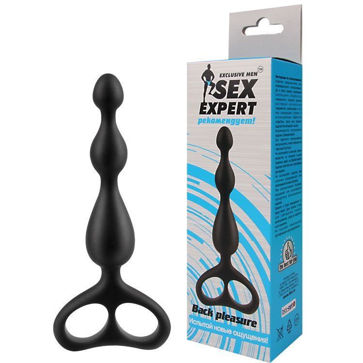 Чёрная анальная цепочка Sex Expert - 12,5 см. Чёрная анальная цепочка Sex Expert - 12,5 см.