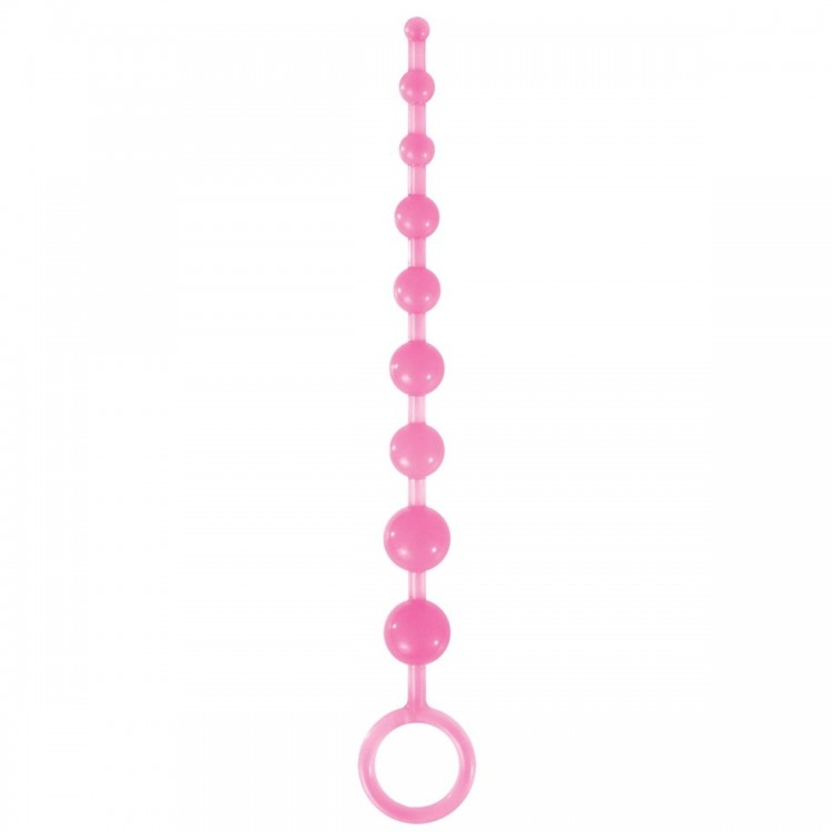 Розовая анальная цепочка-елочка Pleasure Beads - 30 см.