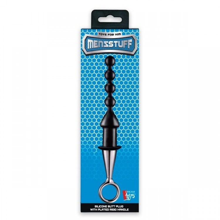 Чёрный анальный плаг-елочка ANAL BEAD WITH PLATED HANDLE Чёрный анальный плаг-елочка ANAL BEAD WITH PLATED HANDLE