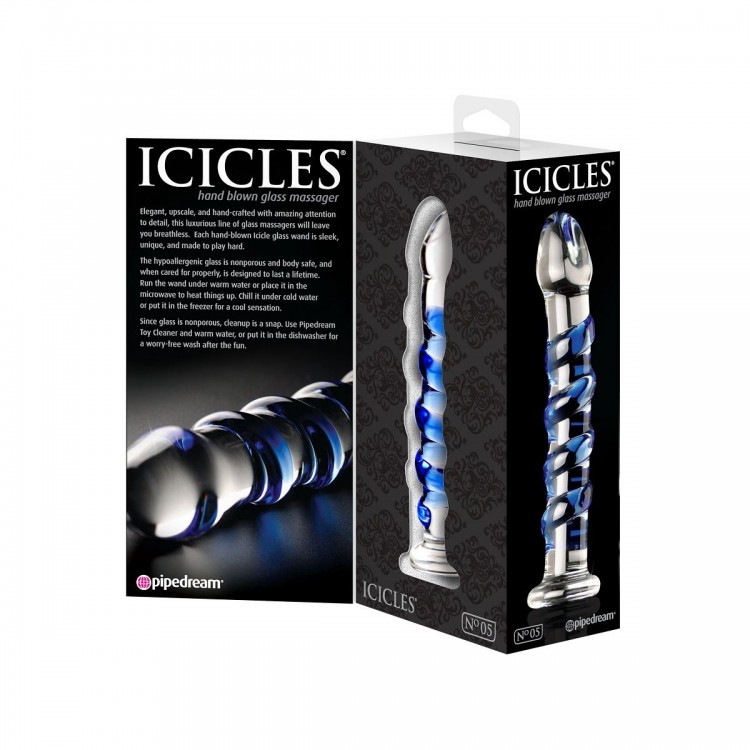 Стеклянный фаллоимитатор Icicles №5 - 17,8 см.