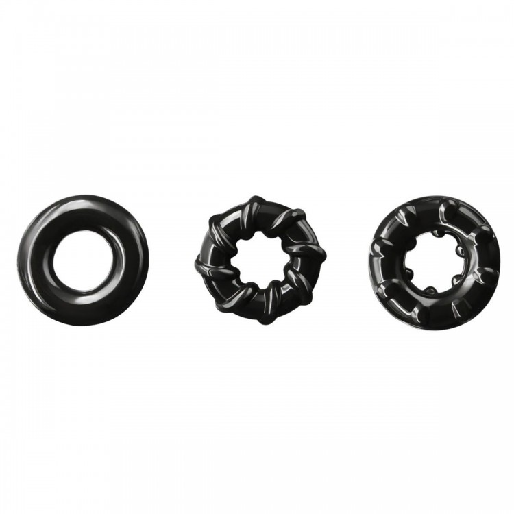 Набор из 3 черных эрекционных колец Dyno Rings