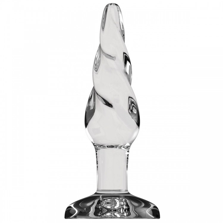 Прозрачная стеклянная витая анальная пробка Rounded 5 Inch - 12,7 см.