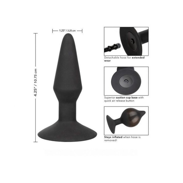 Расширяющаяся анальная пробка со съемным шлангом Medium Silicone Inflatable Plug - 10,75 см.