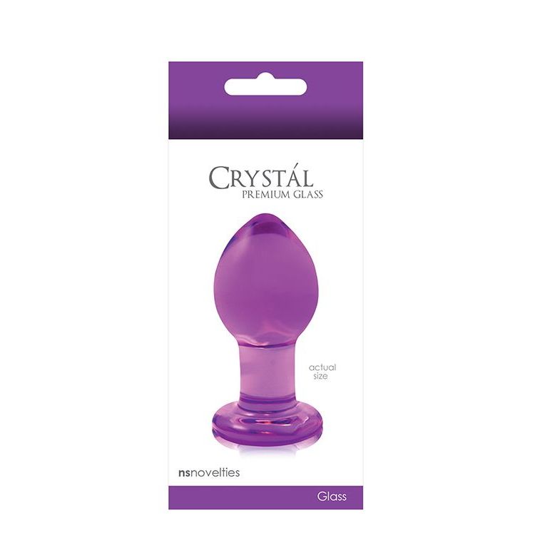 Фиолетовая стеклянная анальная пробка Crystal Medium - 7,6 см.