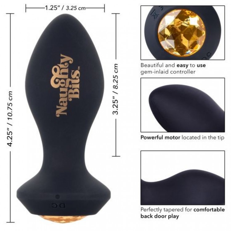 Черная анальная вибропробка с оранжевым кристаллом Naughty Bits Shake Your Ass - 10,75 см. Черная анальная вибропробка с оранжевым кристаллом Naughty Bits Shake Your Ass - 10,75 см.