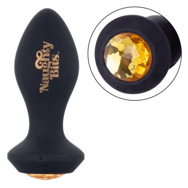 Черная анальная вибропробка с оранжевым кристаллом Naughty Bits Shake Your Ass - 10,75 см. Черная анальная вибропробка с оранжевым кристаллом Naughty Bits Shake Your Ass - 10,75 см.