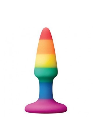 Разноцветная анальная втулка RAINBOW ANAL PLUG MINI - 9 см.