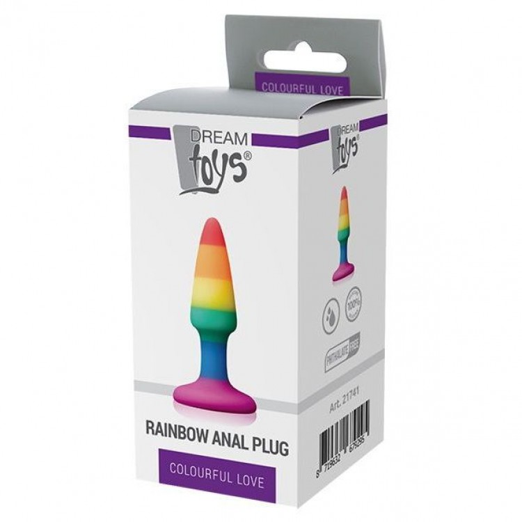 Разноцветная анальная втулка RAINBOW ANAL PLUG MINI - 9 см.