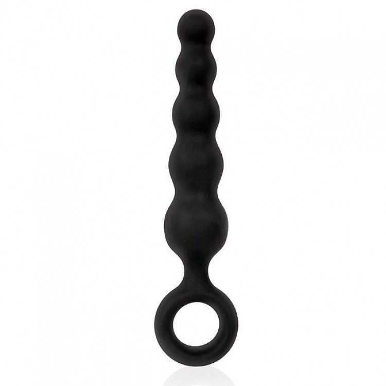 Черный анальный стимулятор-елочка с ограничительным колечком - 8,5 см.