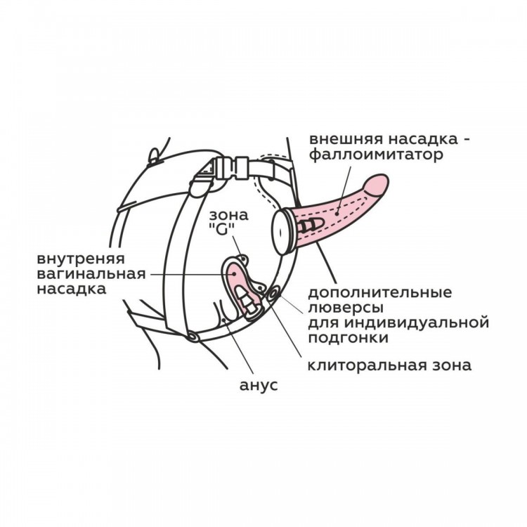 Реалистичный страпон Woman Midi с вагинальной пробкой - 19 см.