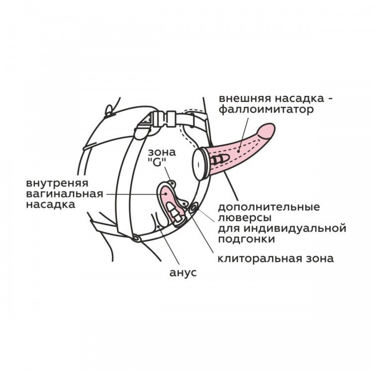 Вибрострапон Woman Midi с вагинальной пробкой - 22 см.