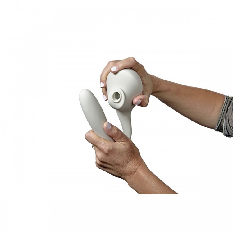 Серый вакуумный стимулятор с отростком Ose 2 Premium Robotic Massager