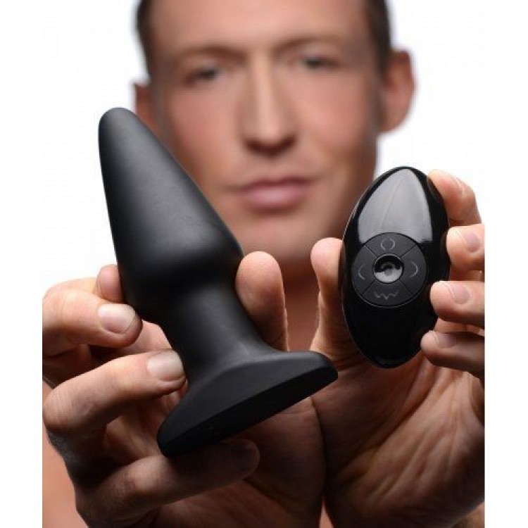 Черная анальная пробка Model R Smooth Rimming Plug with Remote - 14,2 см.