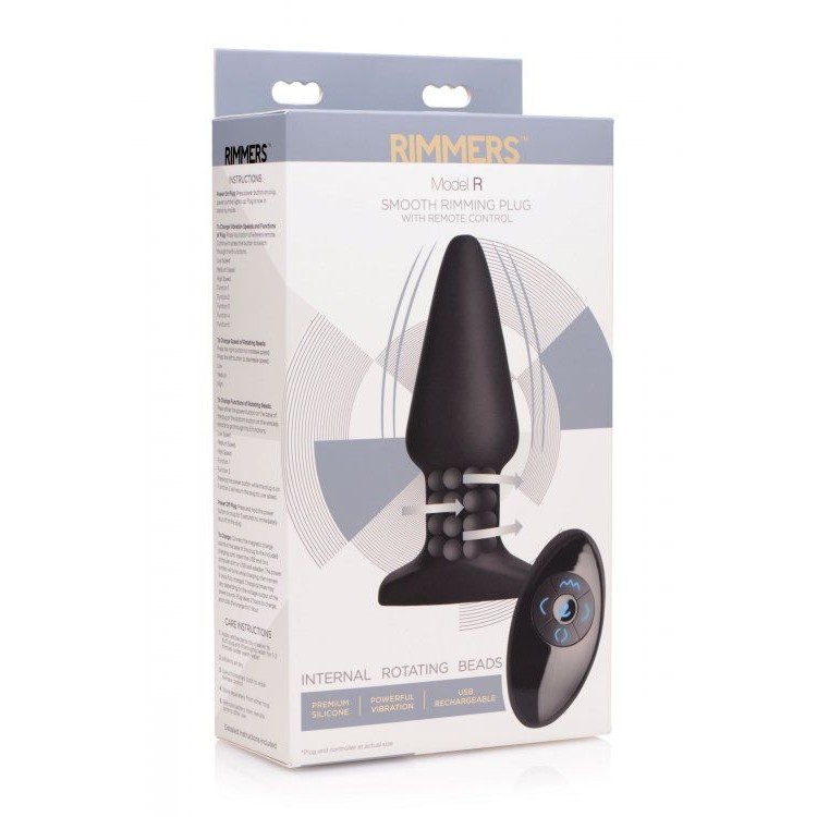 Черная анальная пробка Model R Smooth Rimming Plug with Remote - 14,2 см.