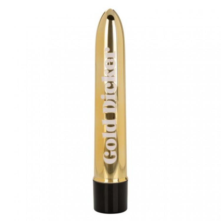Золотистый классический вибратор Naughty Bits Gold Dicker Personal Vibrator - 19 см.
