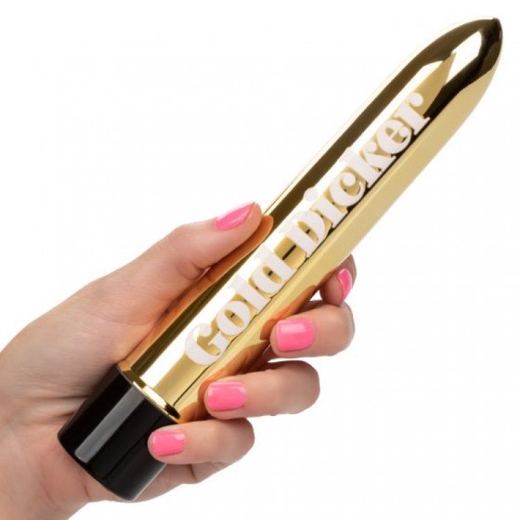Золотистый классический вибратор Naughty Bits Gold Dicker Personal Vibrator - 19 см. Золотистый классический вибратор Naughty Bits Gold Dicker Personal Vibrator - 19 см.