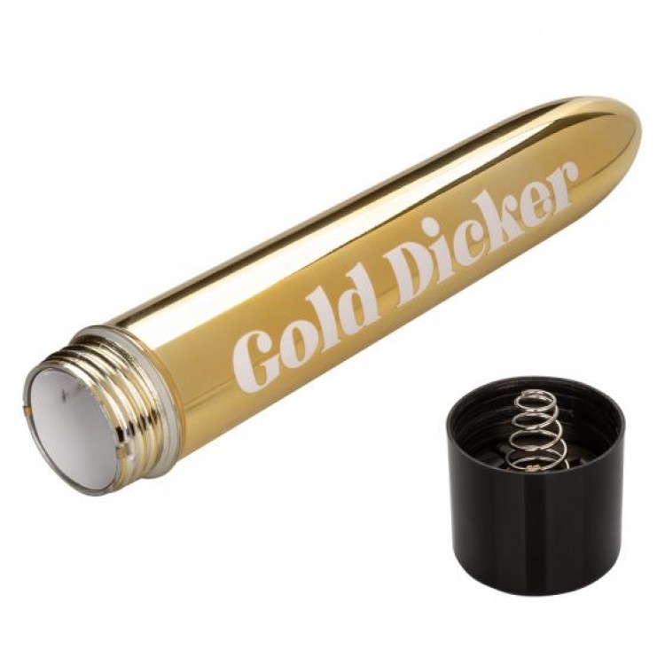 Золотистый классический вибратор Naughty Bits Gold Dicker Personal Vibrator - 19 см. Золотистый классический вибратор Naughty Bits Gold Dicker Personal Vibrator - 19 см.