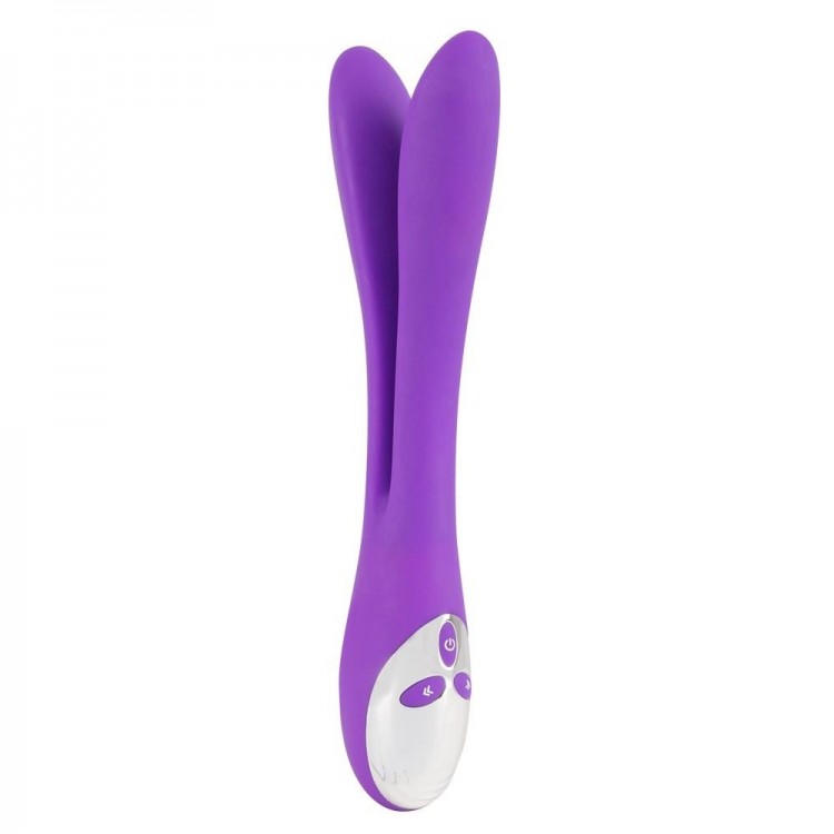 Фиолетовый сдвоенный вибратор Bendable Double Vibrator - 24,3 см.
