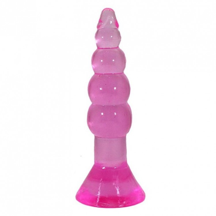 Бордовый гелевый анальный массажер HONEY DOLLS - 18 см.