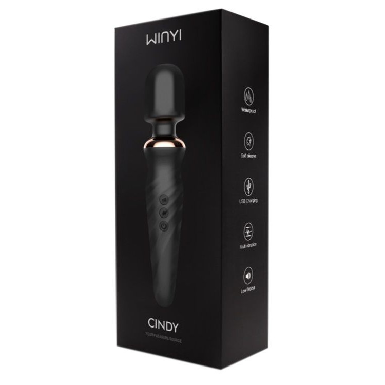 Черный жезловый вибратор Cindy - 23 см.