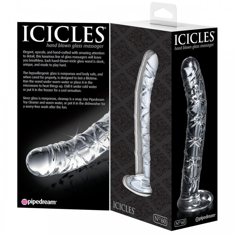Прозрачный стеклянный стимулятор Icicles № 60 - 15 см.