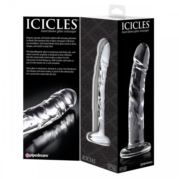 Прозрачный стеклянный фаллоимитатор Icicles №62 - 16,5 см.