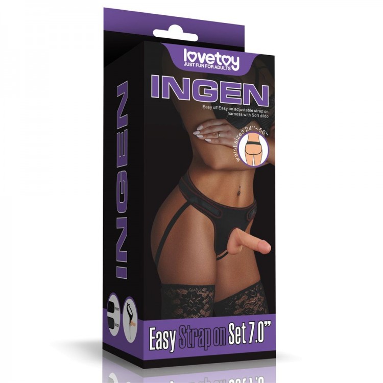 Телесная насадка с черными трусиками Easy Strapon Set 7.0 - 18 см. Телесная насадка с черными трусиками Easy Strapon Set 7.0 - 18 см.