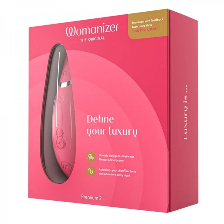 Розовый клиторальный стимулятор Womanizer Premium 2