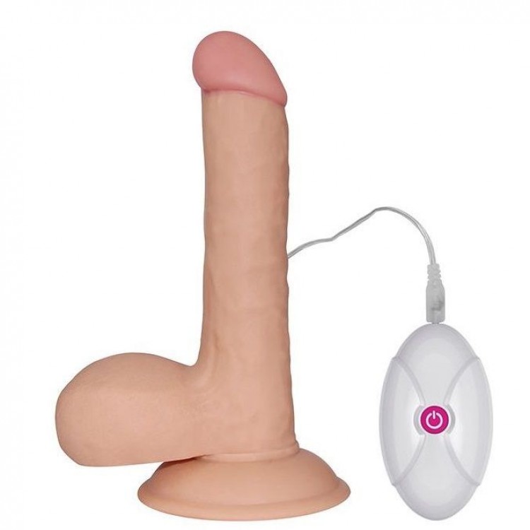 Вибратор-реалистик с выносным пультом The Ultra Soft Dude - 18 см.