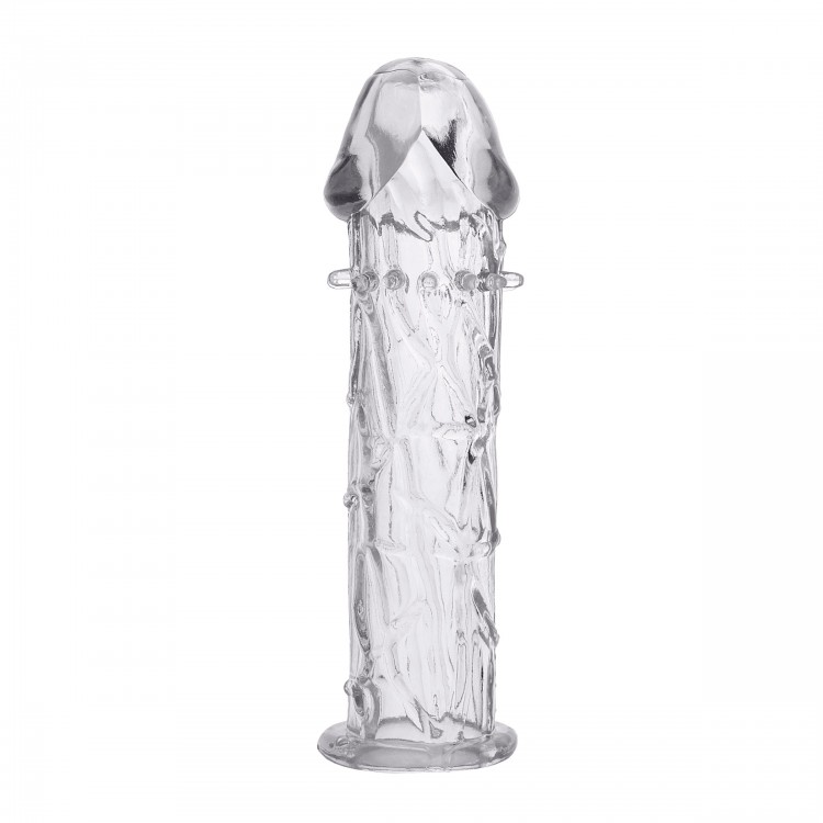 Гладкая прозрачная насадка с усиками под головкой - 12,5 см. Гладкая прозрачная насадка с усиками под головкой - 12,5 см.