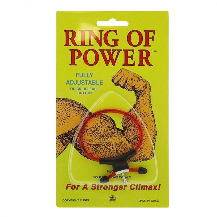 Красно-чёрное эрекционное кольцо с утяжкой RING OF POWER ADJUSTABLE RING