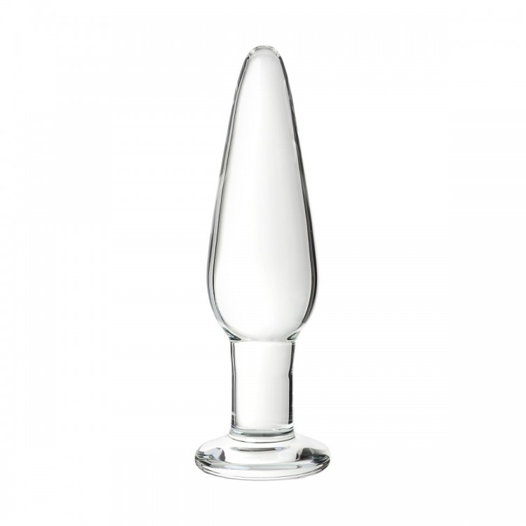 Набор из трех стеклянных анальных пробок с круглым ограничителем Sexus Glass