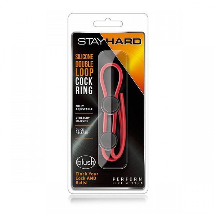 Красное силиконовое лассо на пенис с двумя утяжками Silicone Double Loop Cock Ring