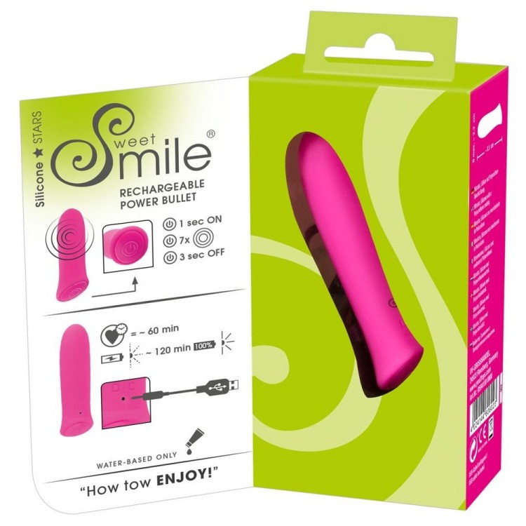 Розовый мини-вибромассажер Rechargeable Power - 8,5 см.