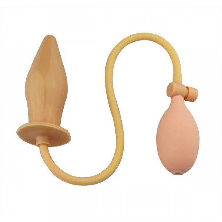 Телесный анальный стимулятор с расширением Pumpn Play Plug - 12 см.