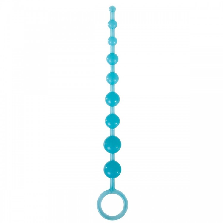 Голубая анальная цепочка-елочка Pleasure Beads - 30 см.