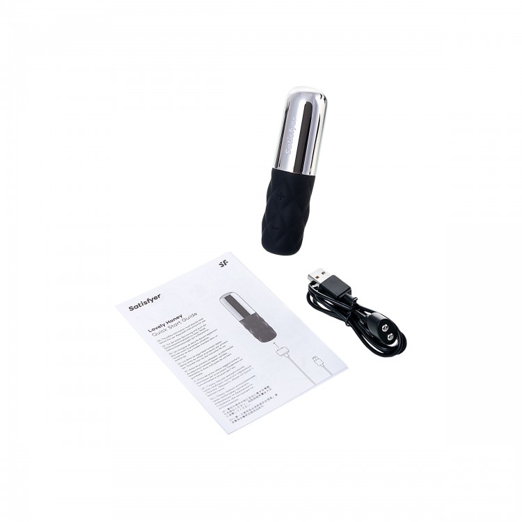 Чёрно-серебристая вибропуля Satisfyer Sparkling Darling