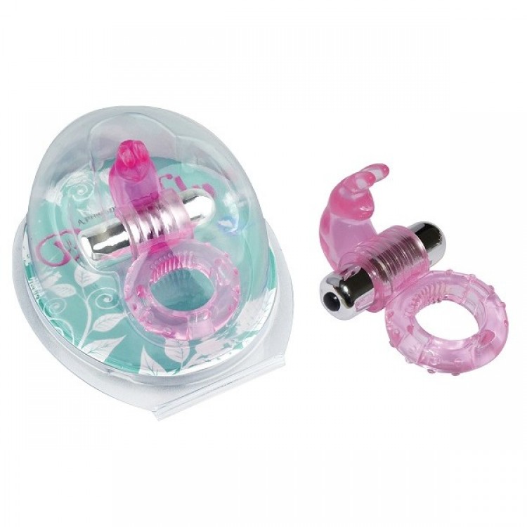 Розовое эрекционное виброкольцо с зайчиком 7 Speed Rabbit Cock Ring