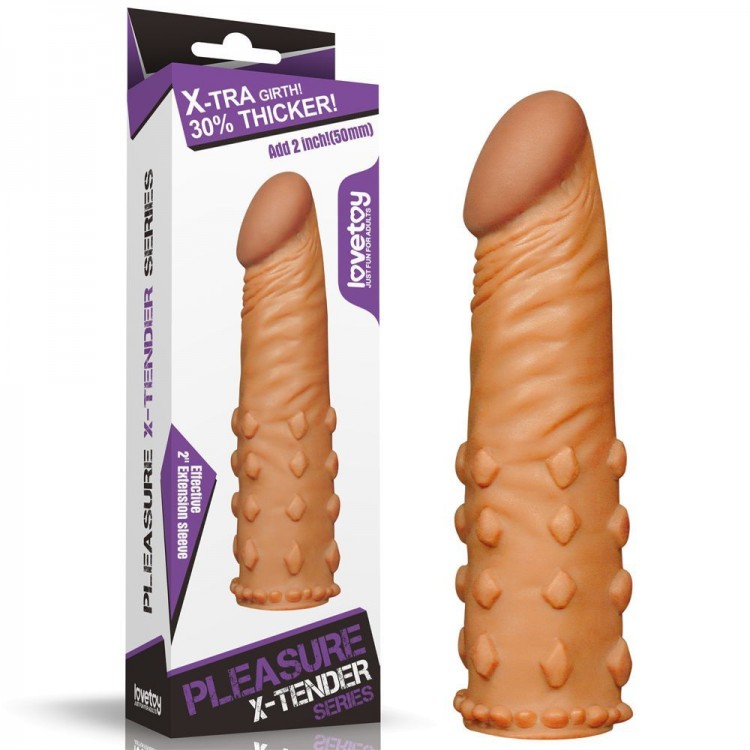 Коричневая насадка-удлинитель Add 2" Pleasure X Tender Penis Sleeve - 18 см. Коричневая насадка-удлинитель Add 2" Pleasure X Tender Penis Sleeve - 18 см.