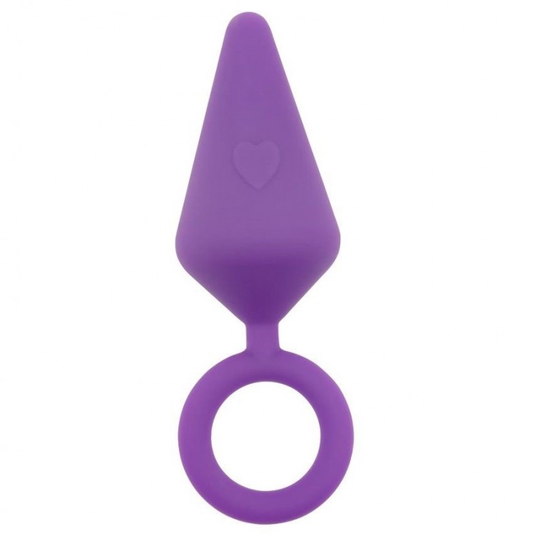 Фиолетовая анальная пробка с кольцом Candy Plug M - 10,1 см.