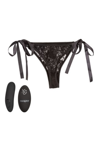 Черные кружевные трусики с вибратором для стимуляции клитора Remote Control Lace Thong Set