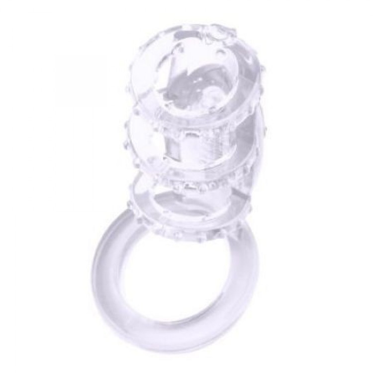 Прозрачная насадка на пенис с вибрацией Dual Vibrating Cock Cage