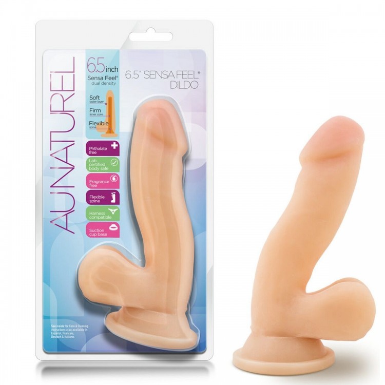 Телесный фаллоимитатор на присоске 6.5" Sensa Feel Dildo - 17,78 см.