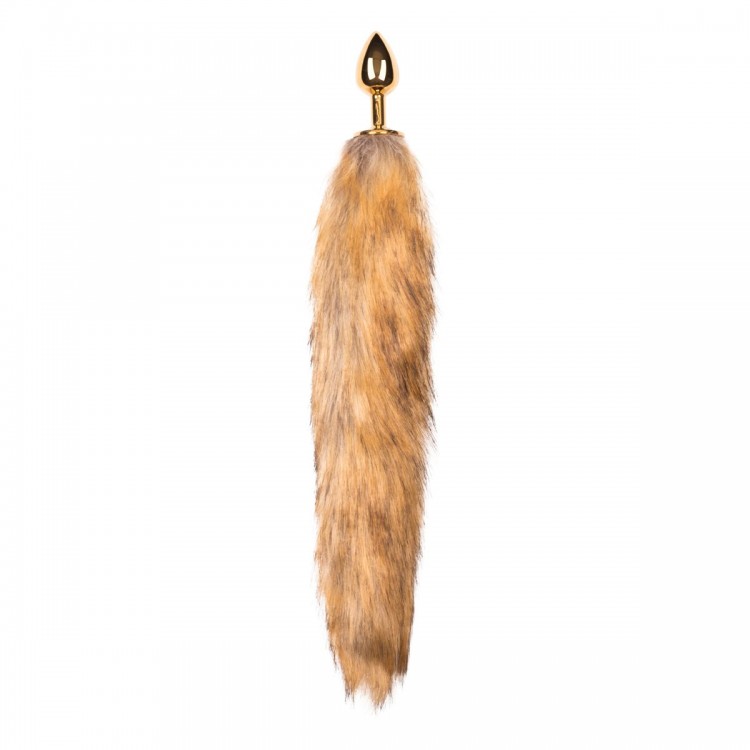 Золотистая анальная пробка с лисьим хвостом Fox Tail Plug