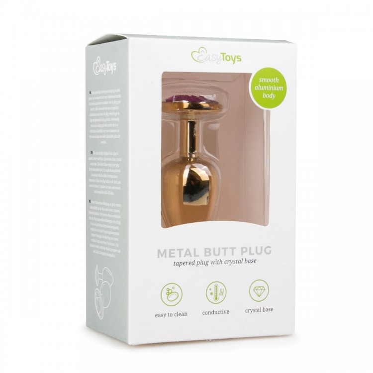 Золотистая анальная пробка с фиолетовым кристаллом Metal Butt Plug - 7,2 см. Золотистая анальная пробка с фиолетовым кристаллом Metal Butt Plug - 7,2 см.