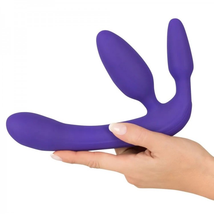 Фиолетовый безремневой вибрострапон Vibrating Strapless Strap-On